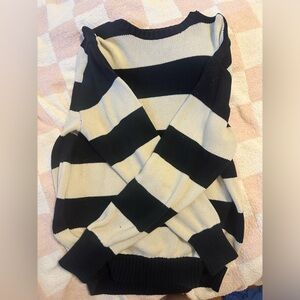 Brandy Melville Navy and Cream striped sweater
